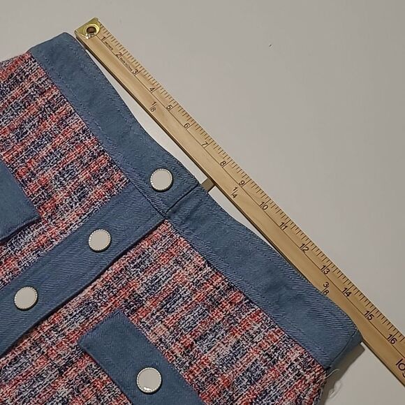 NEW 8 HOUSE OF HARLOW 1960 CHANEL MAJE JENISE CLUELESS TWEED BLUE MINI SKIRT NWT - Picture 3 of 10